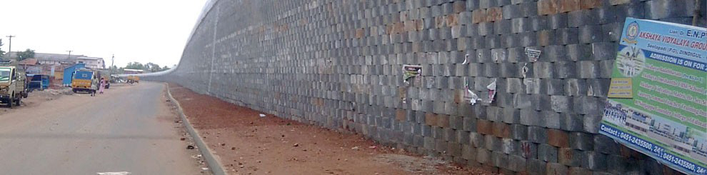 Reinforced Soil Retaining Wall(block)/ Trichy  Dindigul Section in NH5 in Tamilnadu for SEW Infrastructure Limited